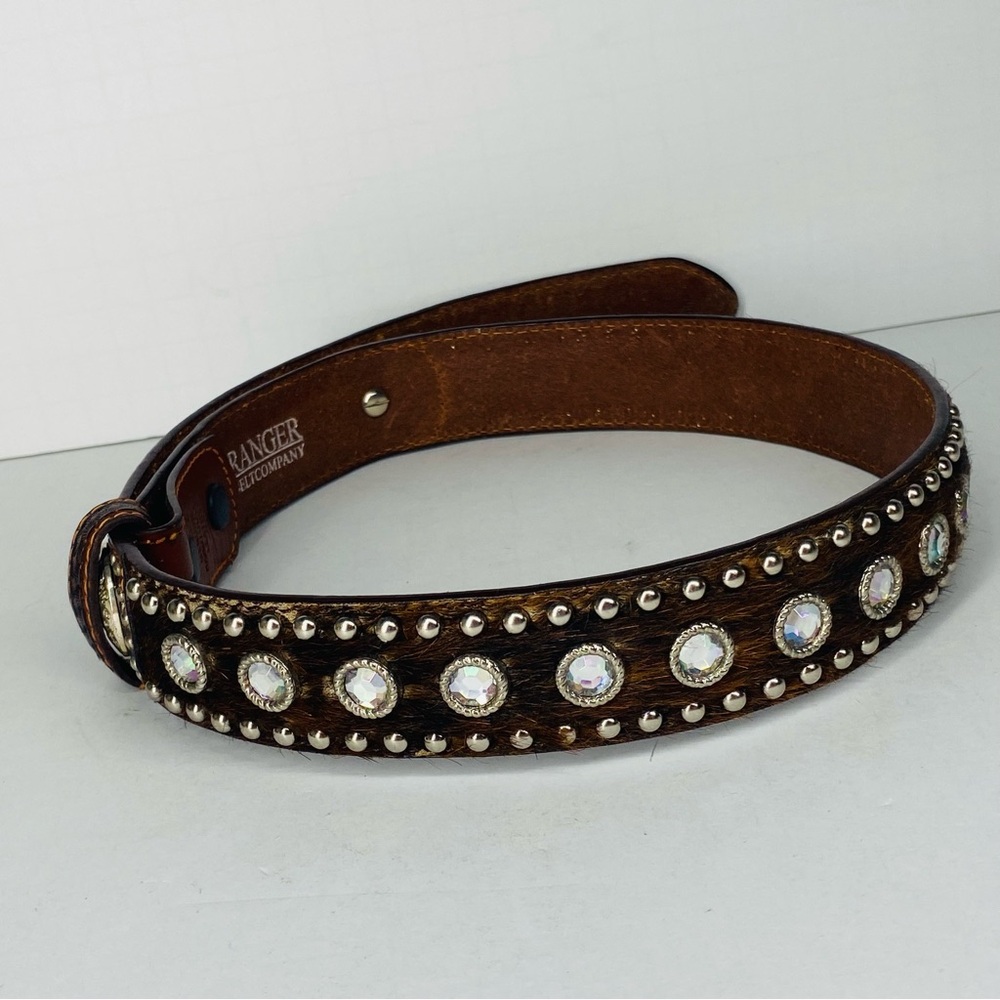 Ranger Belt Company Rhinestone Leather Hand-tooled Belt size 26